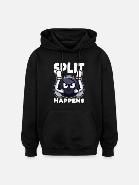 Split Happens Bowling Sjov bowlingkugle to kegler - Oversize unisex hoodie - sort