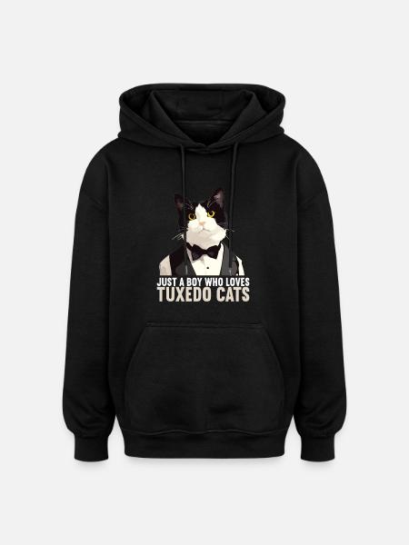 Tuxedo Kitten Tuxedo Cat - Oversized Unisex Hoodie - black