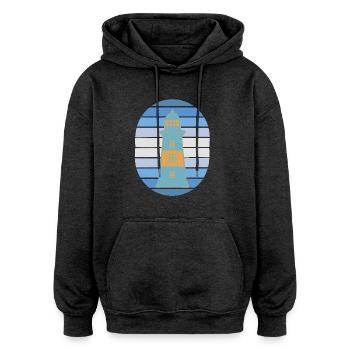 Lighthouse Signal Maritime Lighthouses - Oversized Unisex Hoodie - charcoal grey - Front - Noah (186cm)