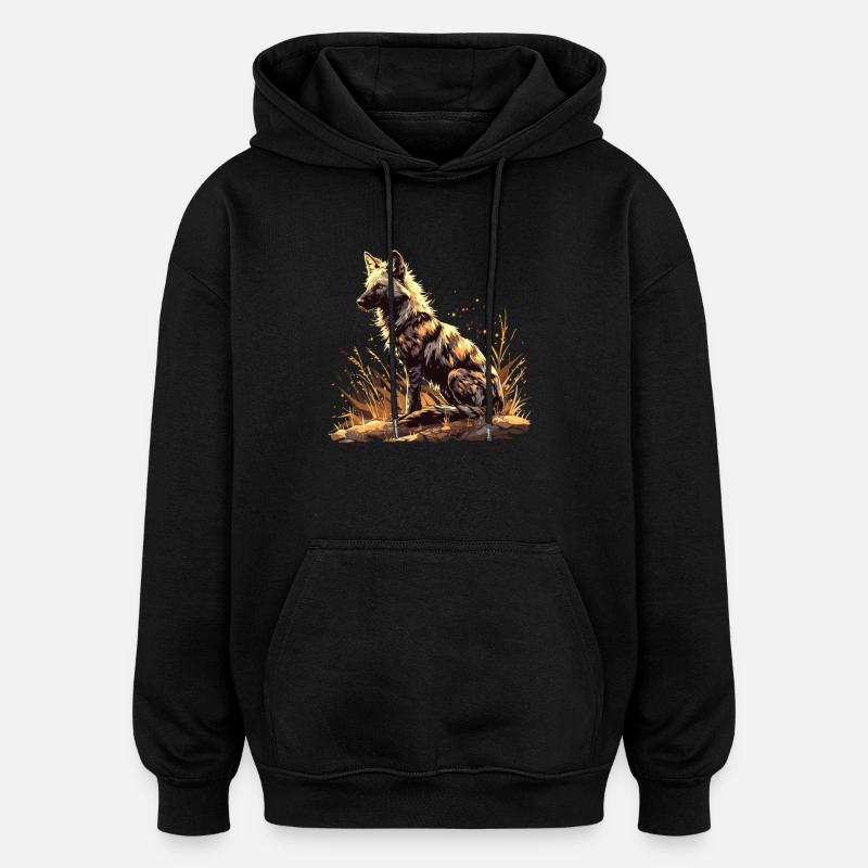 Loups d’Aardwolf - Sweat à capuche oversize unisexe - noir