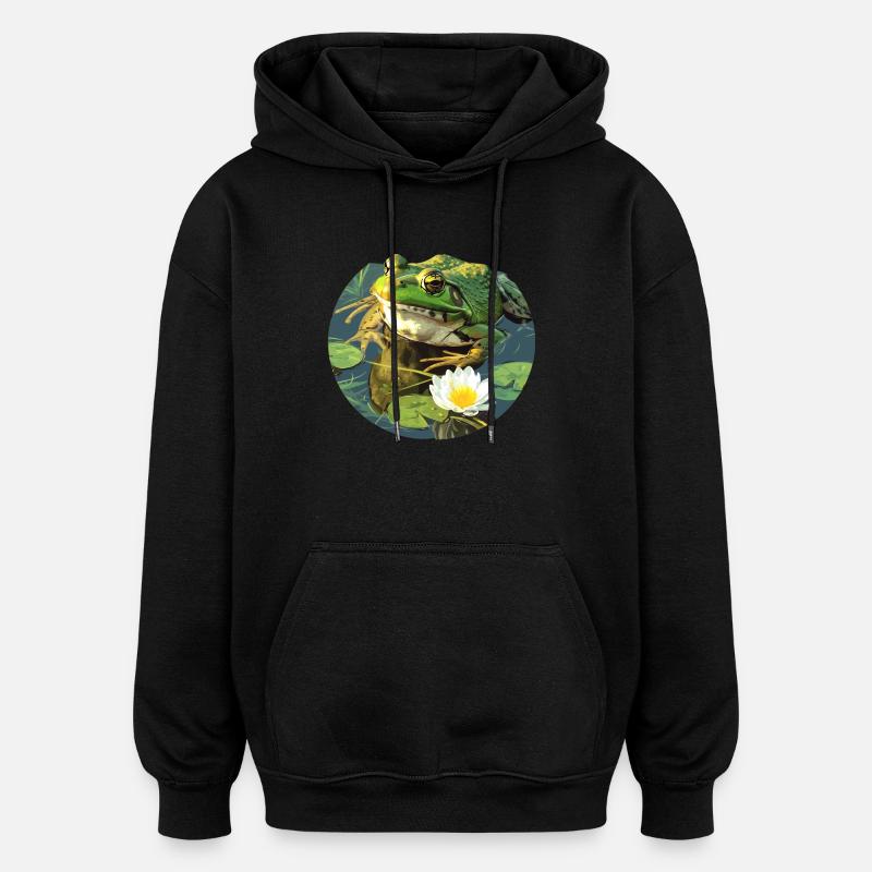 Grenouilles-taureaux Grenouille-taureau - Sweat à capuche oversize unisexe - noir