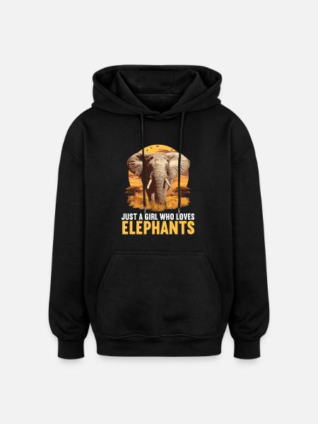 Elephant Elephant - Oversized Unisex Hoodie - black