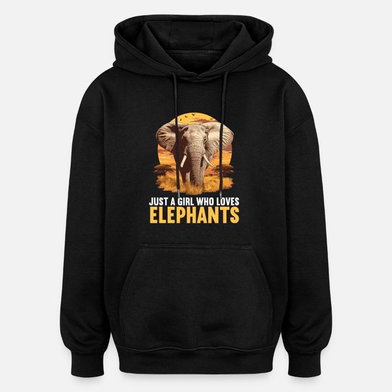Elefanten Elefant - Oversized Unisex Hoodie - Schwarz