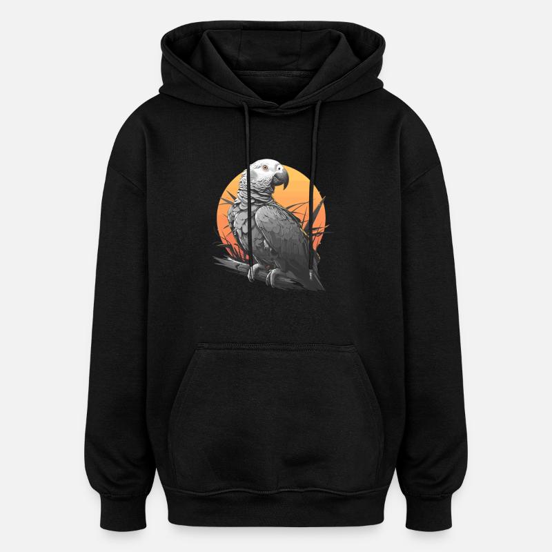 African grey parrots - Oversized Unisex Hoodie - black