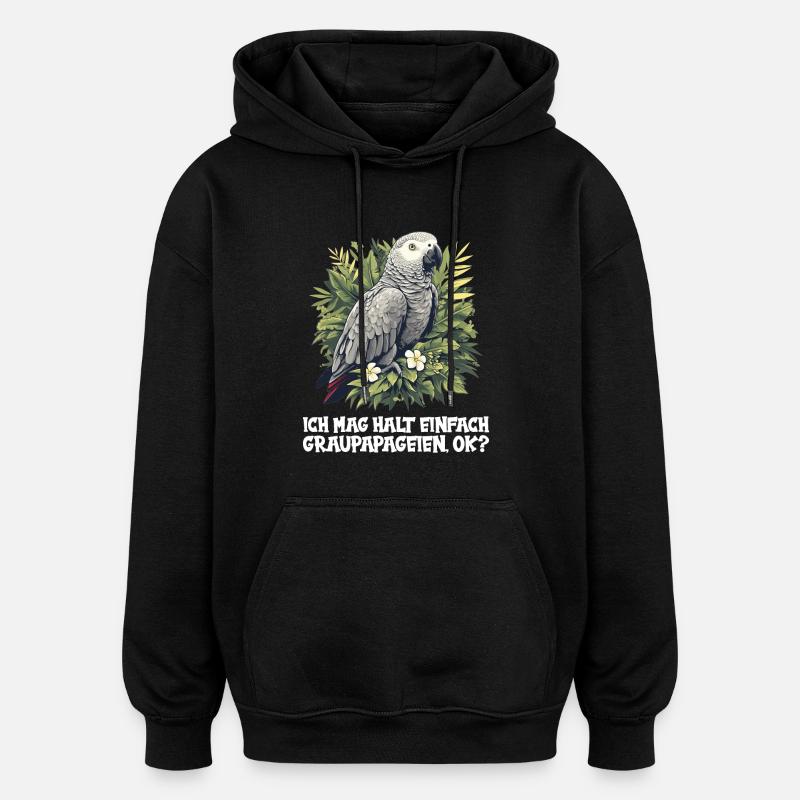 Perroquets gris d’Afrique - Sweat à capuche oversize unisexe - noir