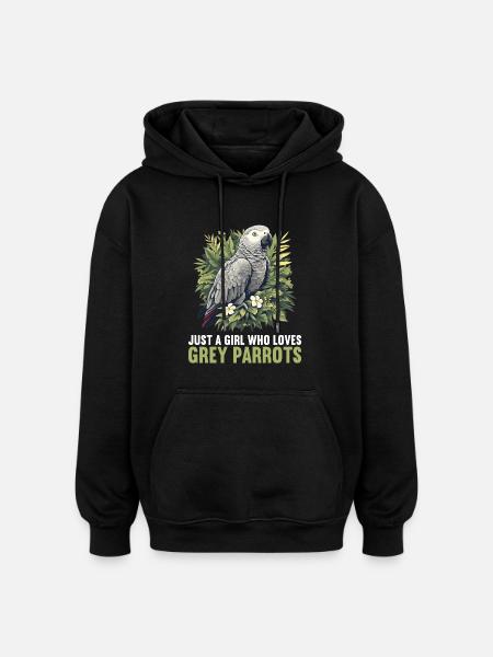 African grey parrots - Oversized Unisex Hoodie - black