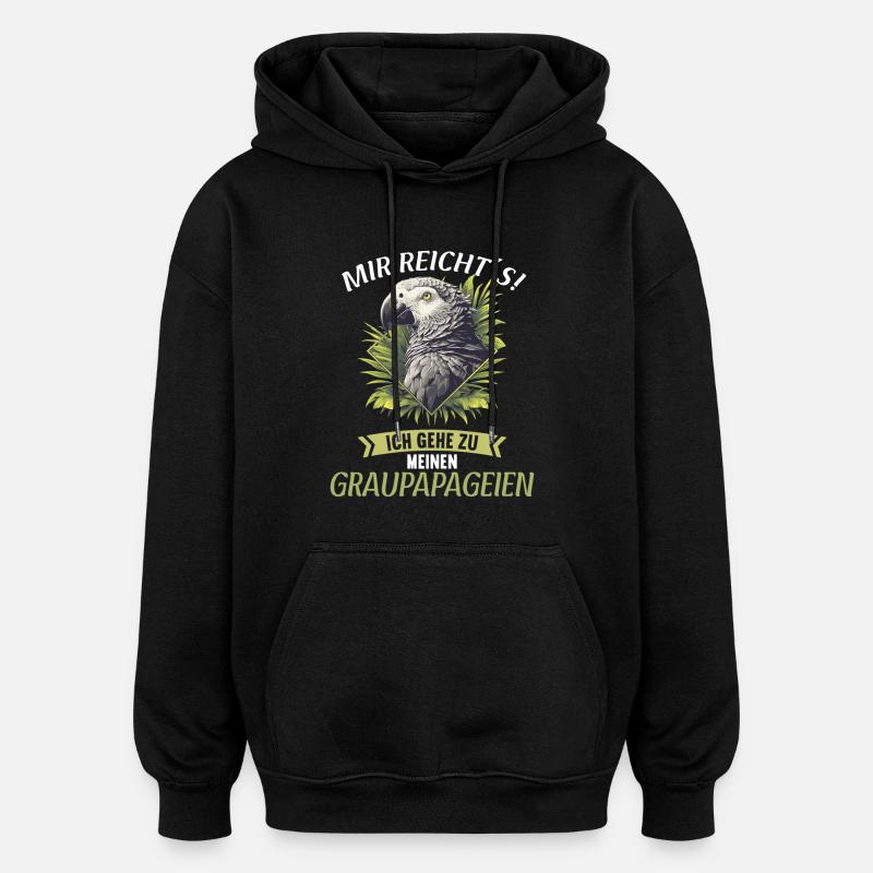 Perroquets gris d’Afrique - Sweat à capuche oversize unisexe - noir