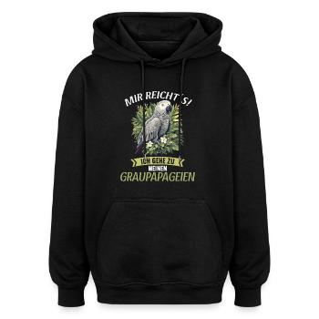 Graupapageien Graupapagei - Oversized Unisex Hoodie - Schwarz - Vorne - Noah (186cm)
