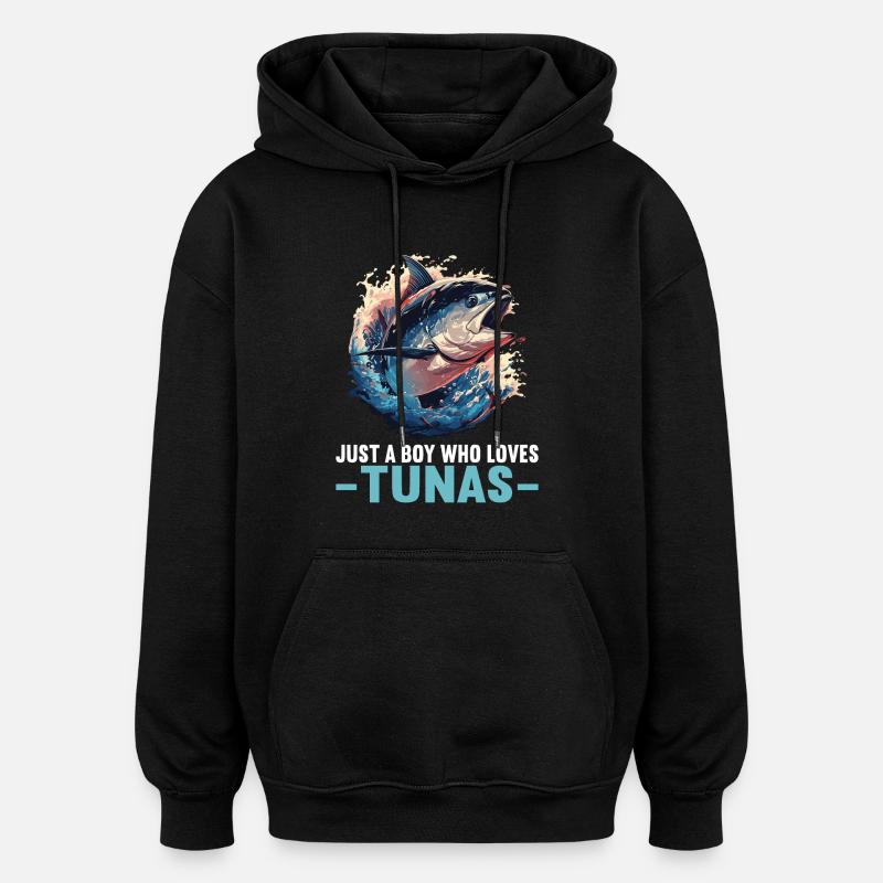 Thon Thunfische Thunfisch - Sweat à capuche oversize unisexe - noir