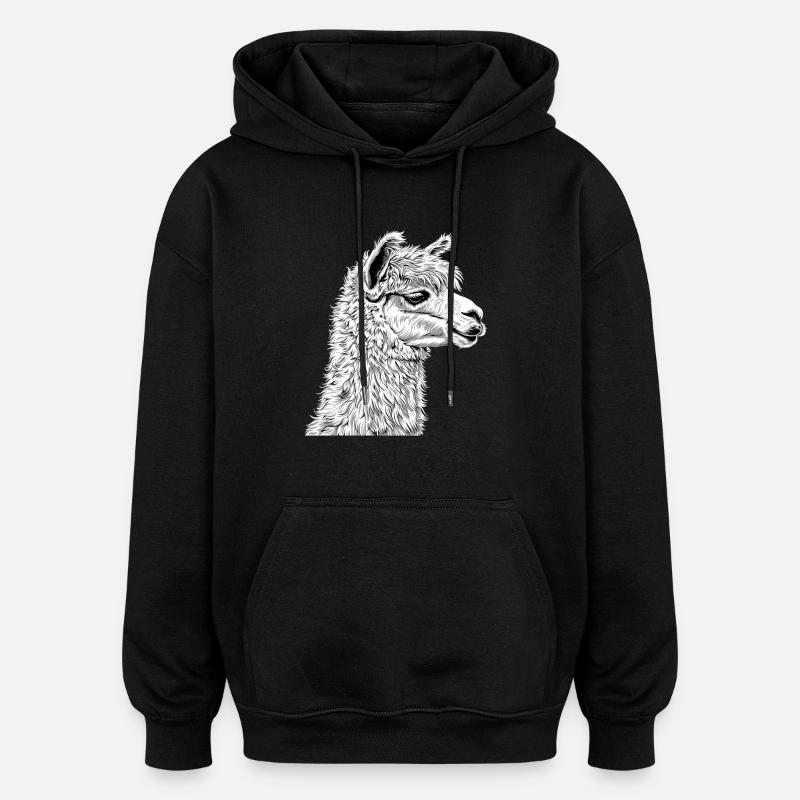 Alpaga Alpagas Alpaga - Sweat à capuche oversize unisexe - noir