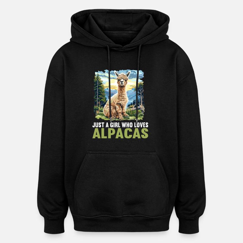 Alpaga Alpagas Alpaga - Sweat à capuche oversize unisexe - noir