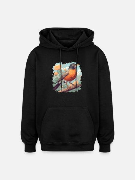Robin Rotkehlchen - Oversized Unisex Hoodie - black