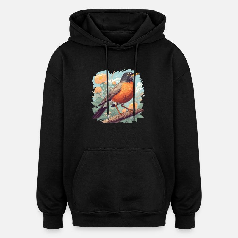 Robin Rotkehlchen - Sweat à capuche oversize unisexe - noir