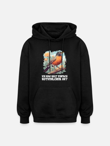 Robin Rotkehlchen - Oversized Unisex Hoodie - black