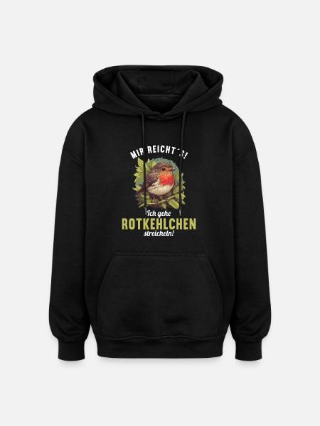 Robin Rotkehlchen - Oversized Unisex Hoodie - Schwarz