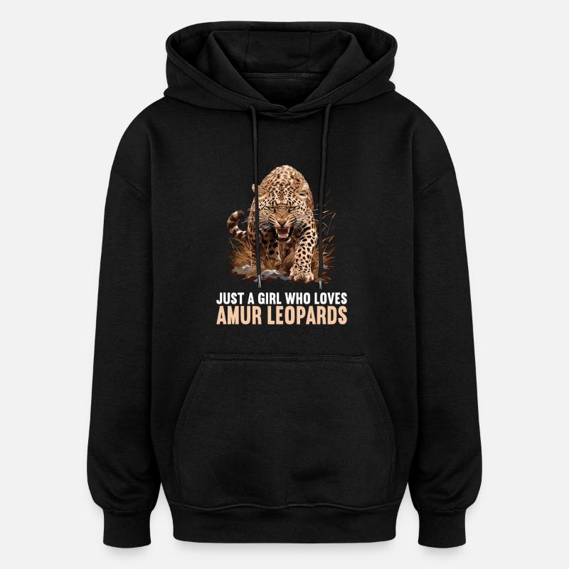 Amur Leopard Amurleoparden Amurleopard - Oversized Unisex Hoodie - black