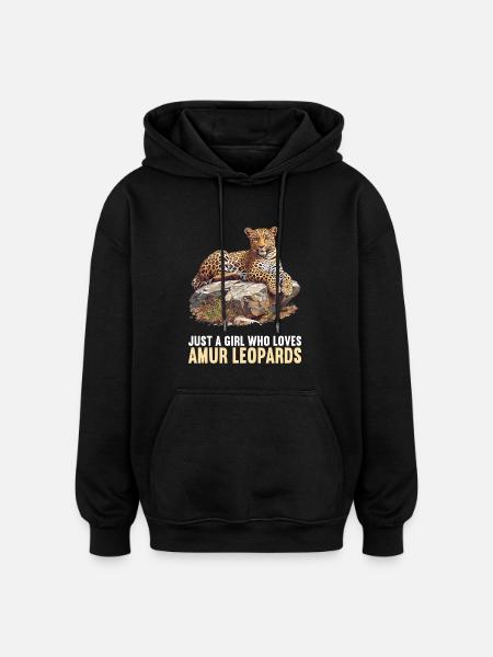 Amur Leopard Amurleoparden Amurleopard - Oversized Unisex Hoodie - black