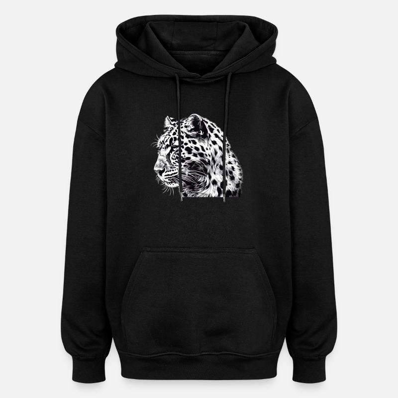 Léopard léopard - Sweat à capuche oversize unisexe - noir