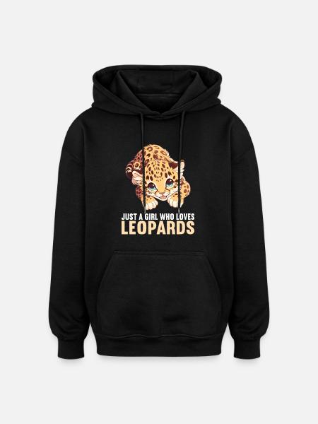 Léopard léopard - Sweat à capuche oversize unisexe - noir