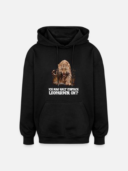 Léopard léopard - Sweat à capuche oversize unisexe - noir