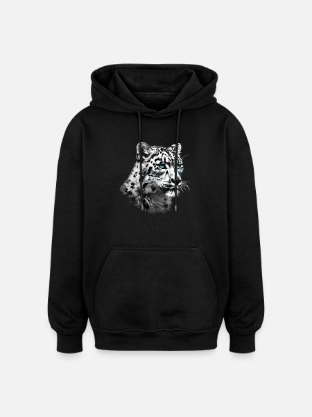 Snow Leopard Schneeleoparden Schneeleopard - Oversized Unisex Hoodie - black