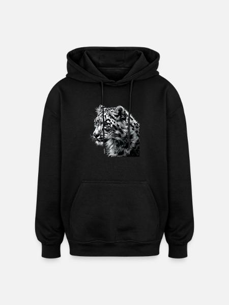 Snow Leopard Schneeleoparden Schneeleopard - Oversized Unisex Hoodie - black