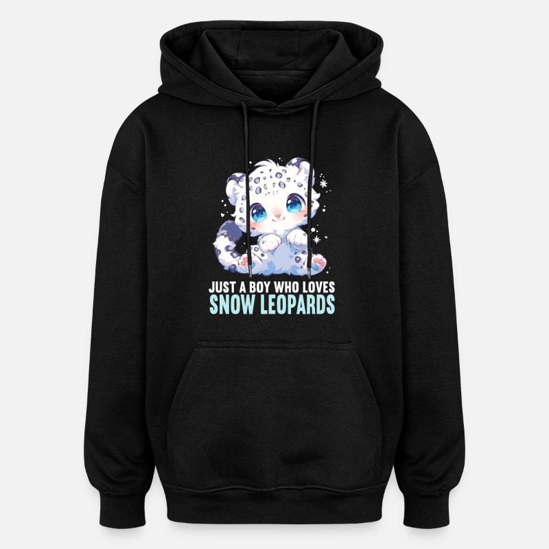 Snow Leopard Schneeleoparden Schneeleopard - Oversized Unisex Hoodie - black