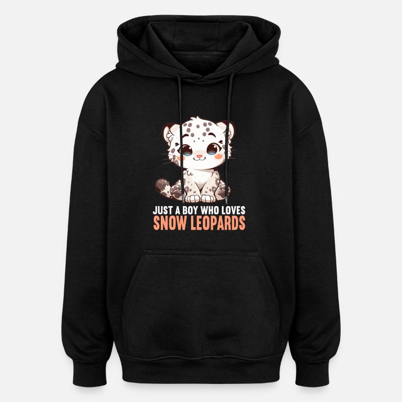 Léopard des neiges Schneeleoparden Schneeleopard - Sweat à capuche oversize unisexe - noir