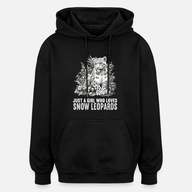 Snow Leopard Schneeleoparden Schneeleopard - Oversized Unisex Hoodie - black