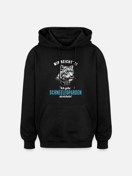 Snow Leopard Schneeleoparden Schneeleopard - Oversized Unisex Hoodie - black