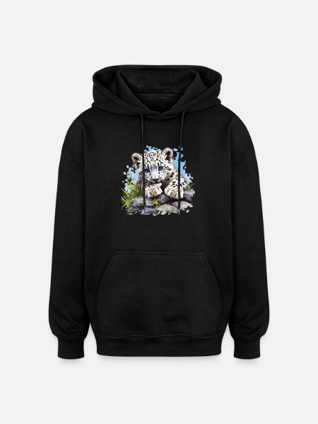 Snow Leopard Schneeleoparden Schneeleopard - Oversized Unisex Hoodie - black
