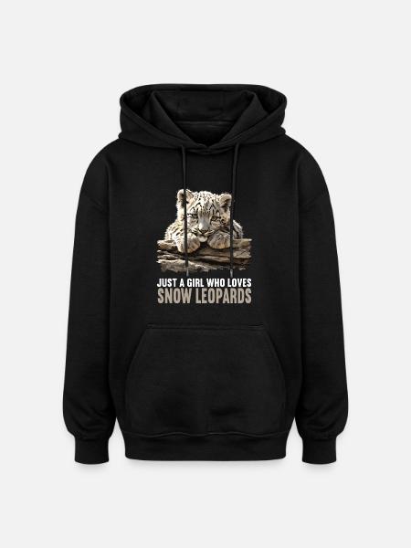 Snow Leopard Schneeleoparden Schneeleopard - Oversized Unisex Hoodie - black