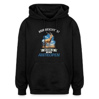Antelope Antilopen Antilope - Oversized Unisex Hoodie - black - Front - Noah (186cm)