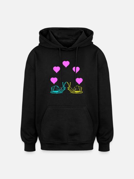 Escargots Escargot Saint Valentin - Sweat à capuche oversize unisexe - noir