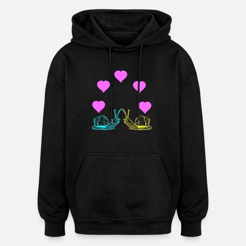 Escargots Escargot Saint Valentin - Sweat à capuche oversize unisexe - noir