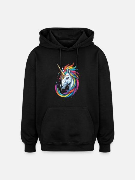 Buntes Einhorn - Oversized Unisex Hoodie - Schwarz