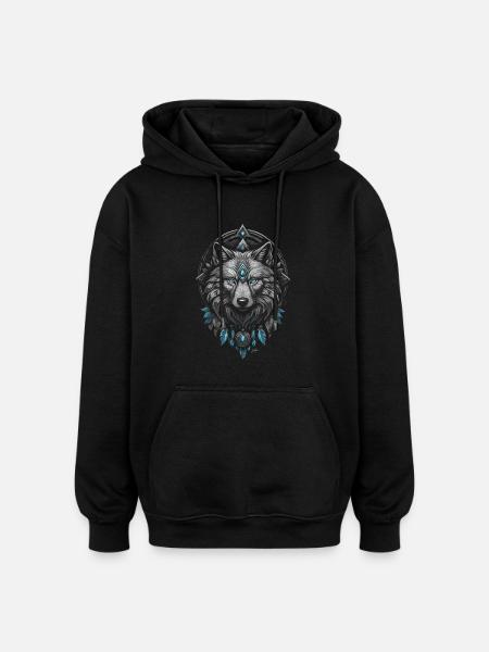 Viking Arctic Wolf - Oversized Unisex Hoodie - black