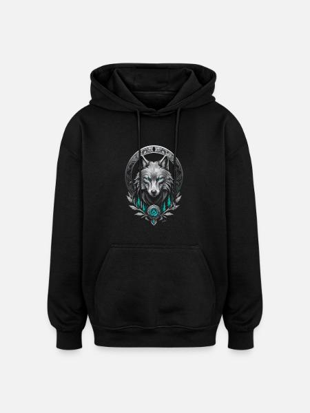 Medieval Arctic Wolf - Oversized Unisex Hoodie - black