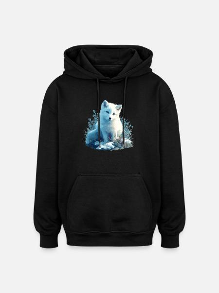 Arctic Fox Polarfüchse Polarfuchs - Oversized Unisex Hoodie - black