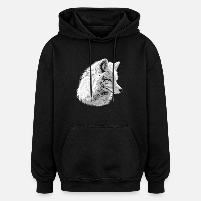 Renard arctique Polarfüchse Polarfuchs - Sweat à capuche oversize unisexe - noir