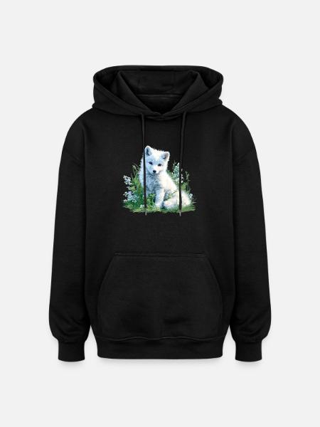 Arctic Fox Polarfüchse Polarfuchs - Oversized Unisex Hoodie - black