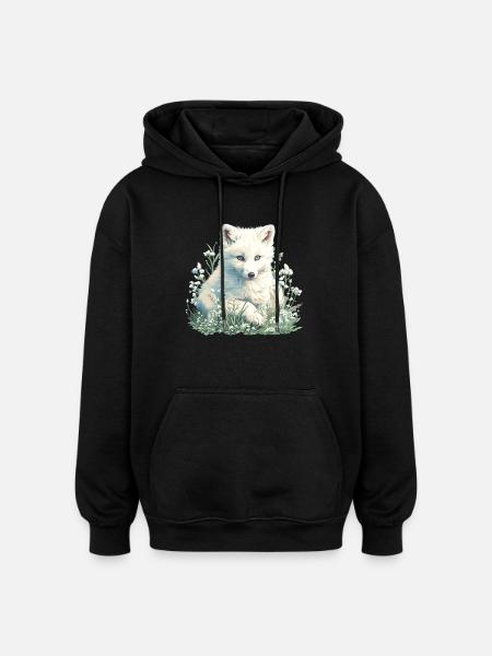 Arctic Fox Polarfüchse Polarfuchs - Oversized Unisex Hoodie - black