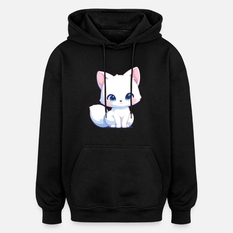 Renard arctique Polarfüchse Polarfuchs - Sweat à capuche oversize unisexe - noir