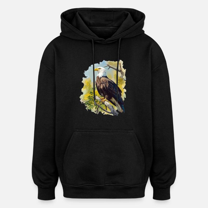 Pygargue à tête blanche Weißkopfseeadler - Sweat à capuche oversize unisexe - noir