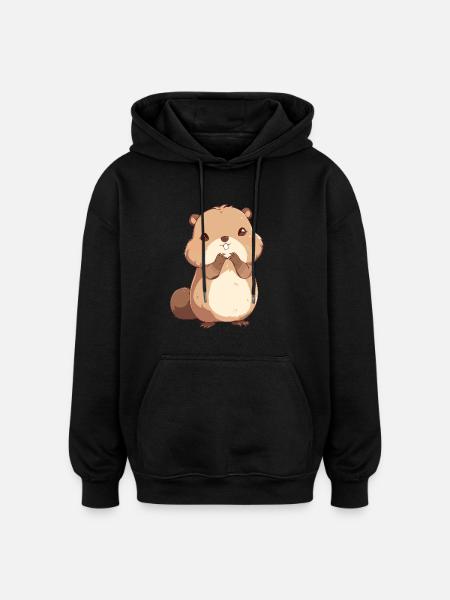 Beaver Biber - Sweat à capuche oversize unisexe - noir
