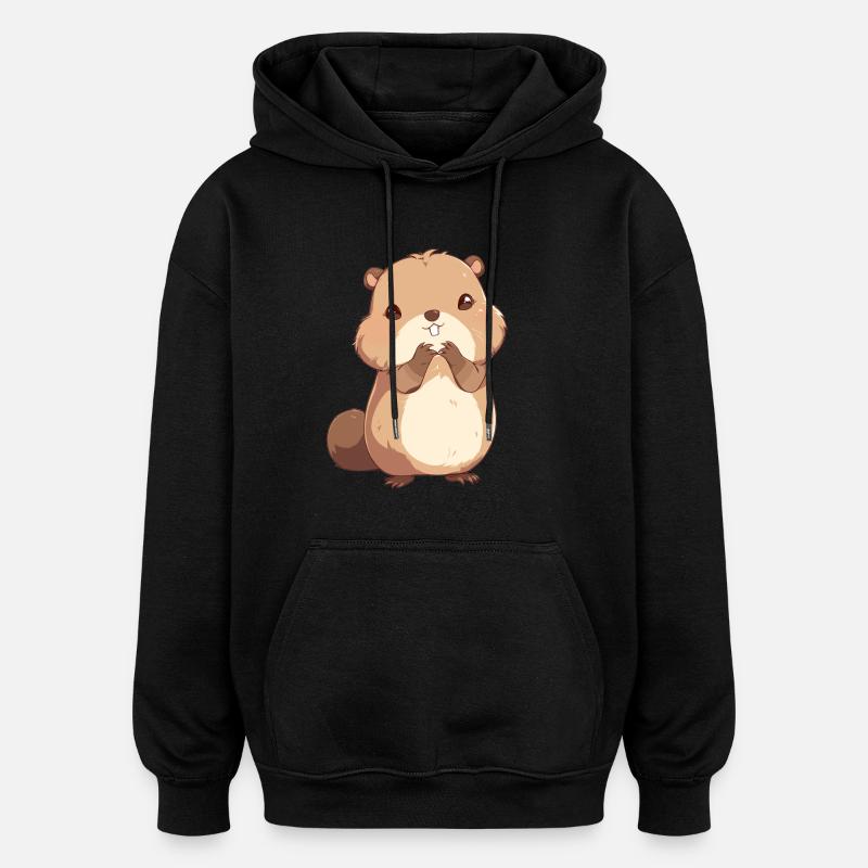 Beaver Biber - Sweat à capuche oversize unisexe - noir