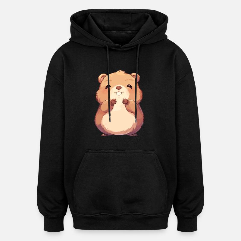 Beaver Biber - Sweat à capuche oversize unisexe - noir