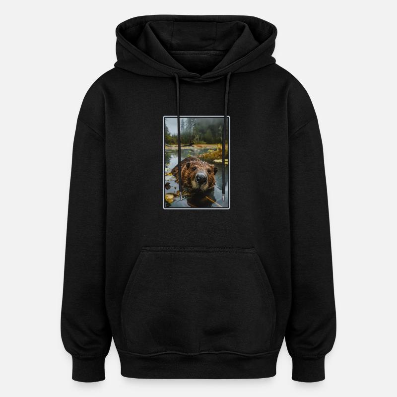 Beaver Biber - Sweat à capuche oversize unisexe - noir