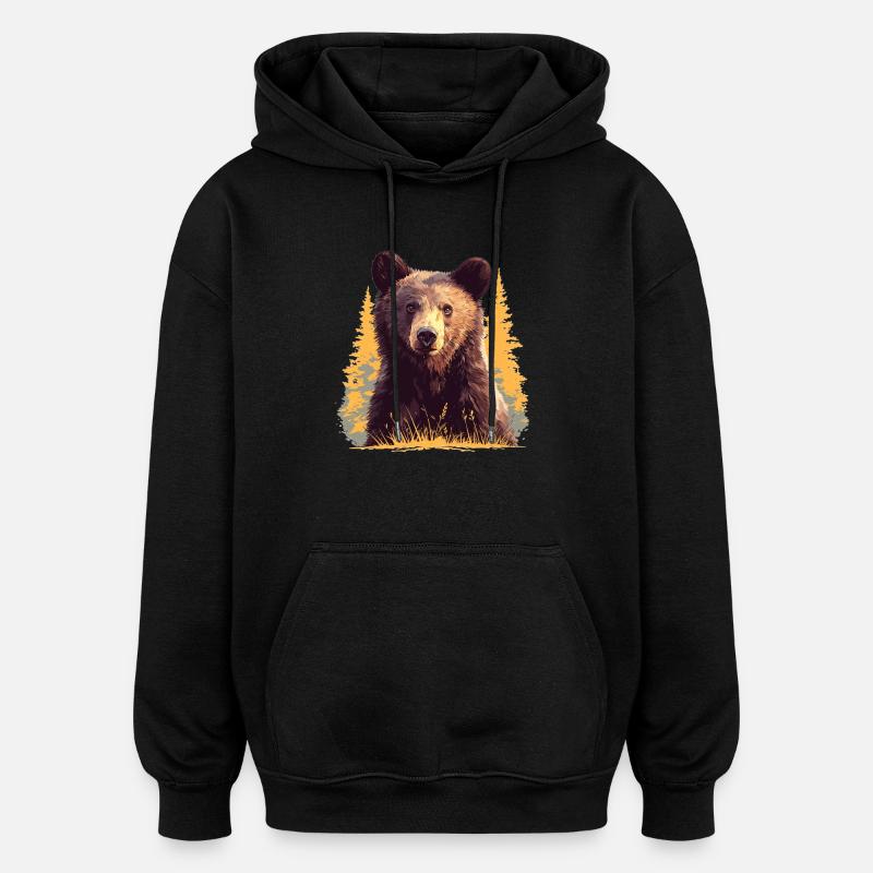 Ours Bären Bär - Sweat à capuche oversize unisexe - noir