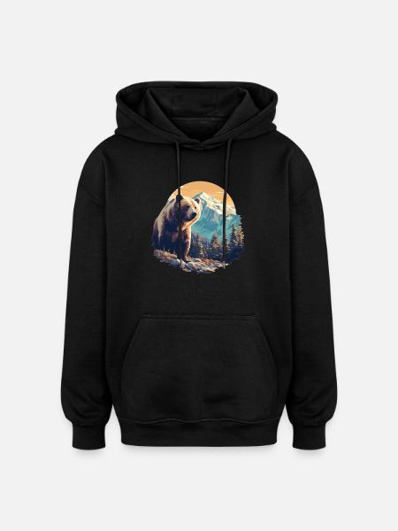 Bear Bären Bär - Oversized Unisex Hoodie - Schwarz